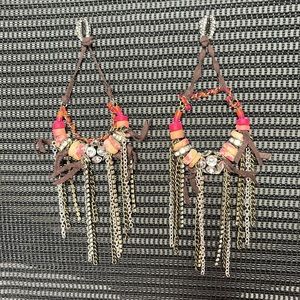 Vintage Y2k Large Dangle sparkling Statement Pierced Earrings